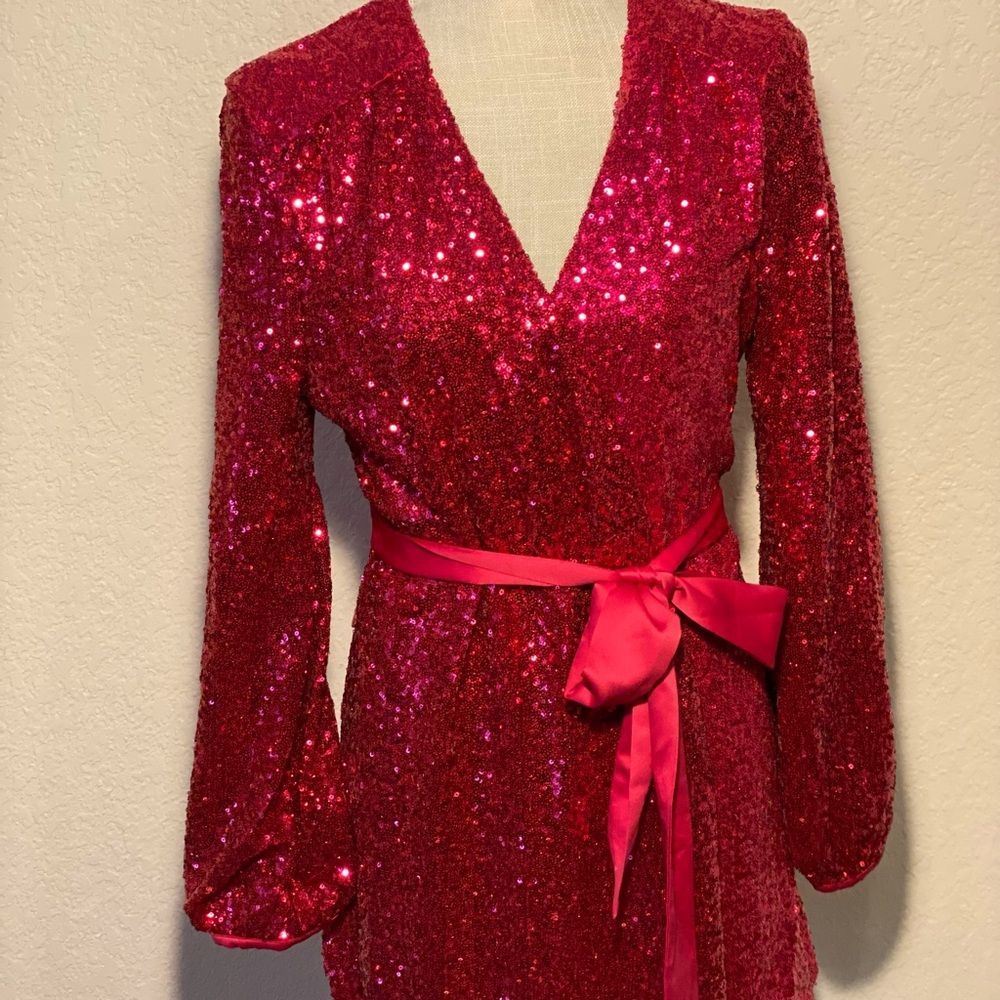 Olivia Culpo Rhinestone Wrap Dress